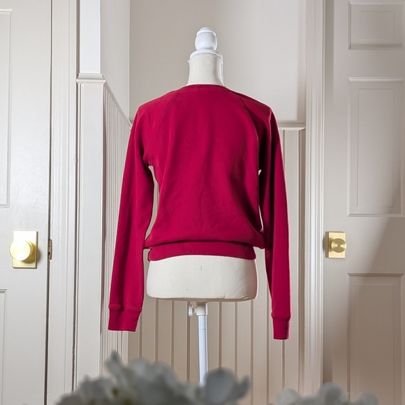 Abercrombie & Fitch Red Burgundy Logo Crewneck Sweatshirt Size M - Picture 2 of 6